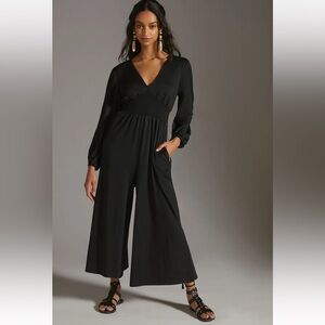 Hutch Anthropologie Black V Neck Stretch Jumpsuit